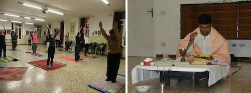 Un momento delle sedute di Yoga presso S. Maria, Celebrazione della Messa con rito indi